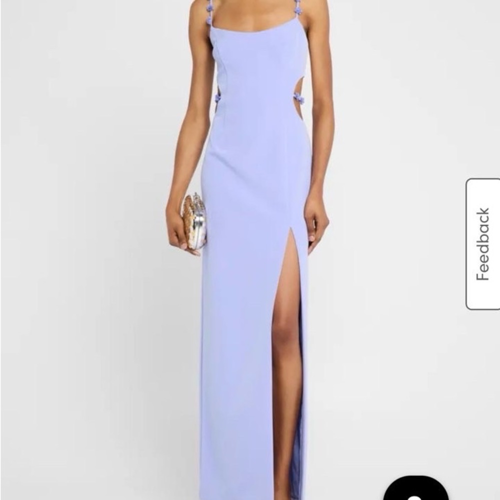 Liv Foster Emma Crepe Long Dress Liliac Sky